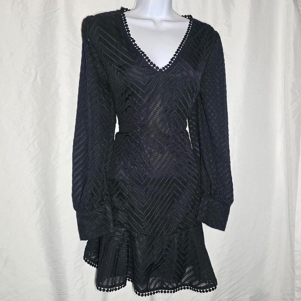 open back bishop sleeve v neck whimsical dress